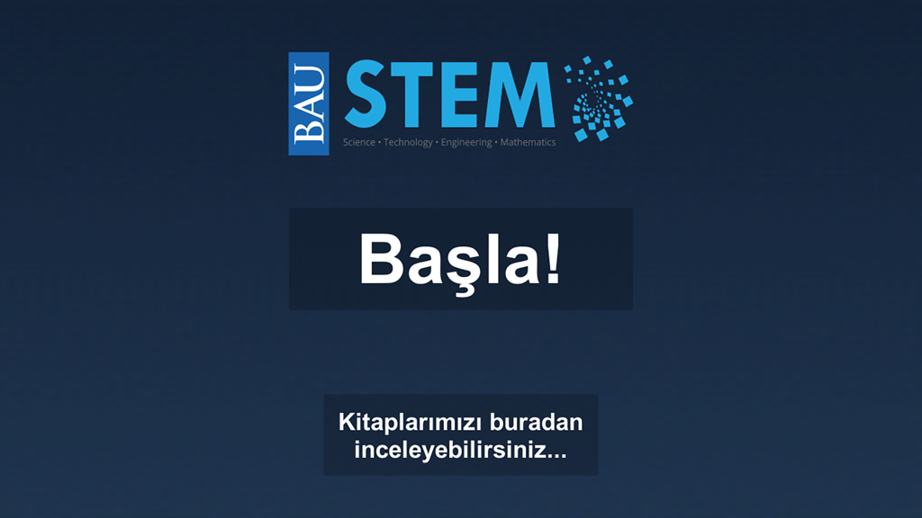inTeach AR - inTeach ARモバイルアプリのスタート画面。BAU STEMロゴとトルコ語のスタートボタンが表示されています。