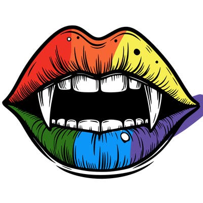 lips with vampire teeth