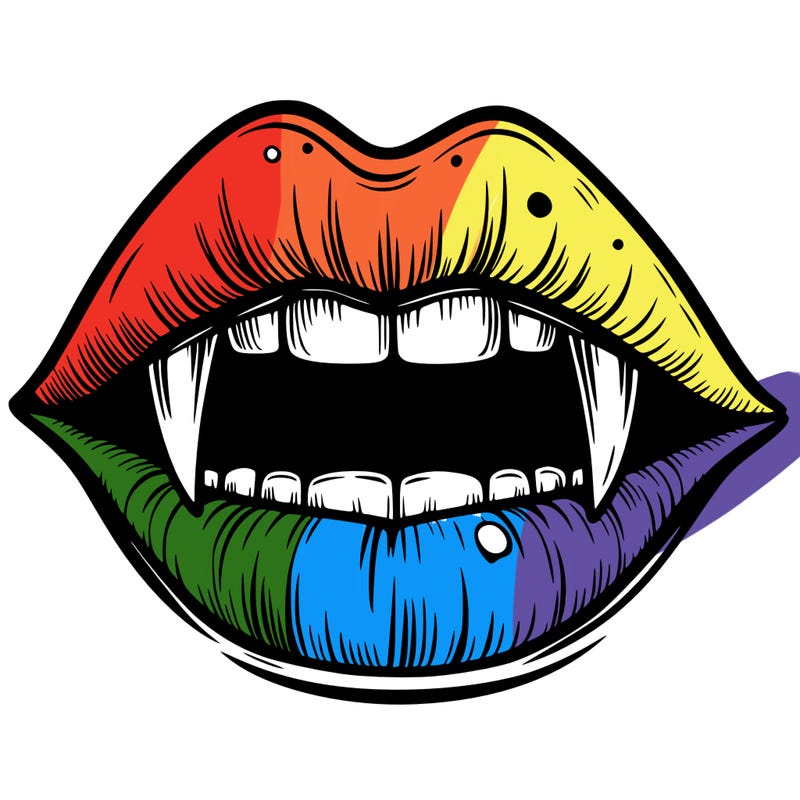 lips with vampire teeth