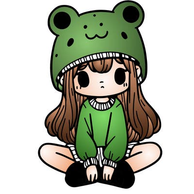 a girl wearing a frog hat and some frog socks