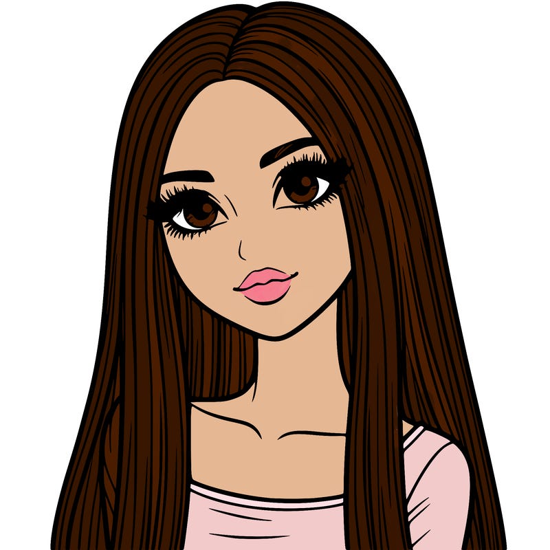 realistic girl with straight and long hair