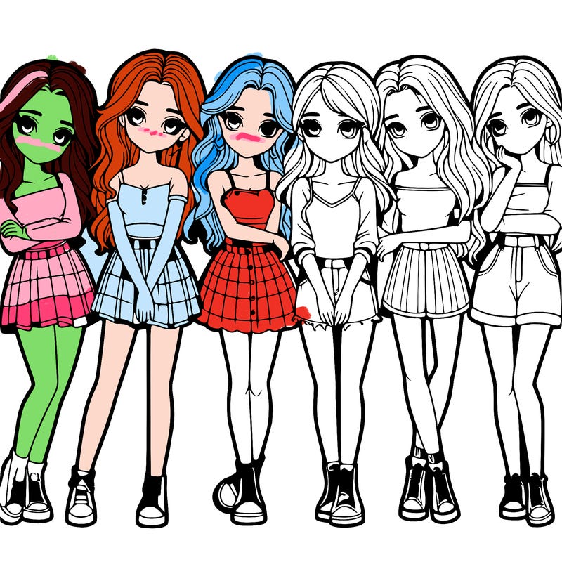 a group of girls realistic