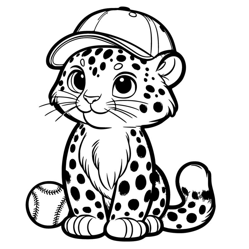 morning snow leopard with a baseball cap