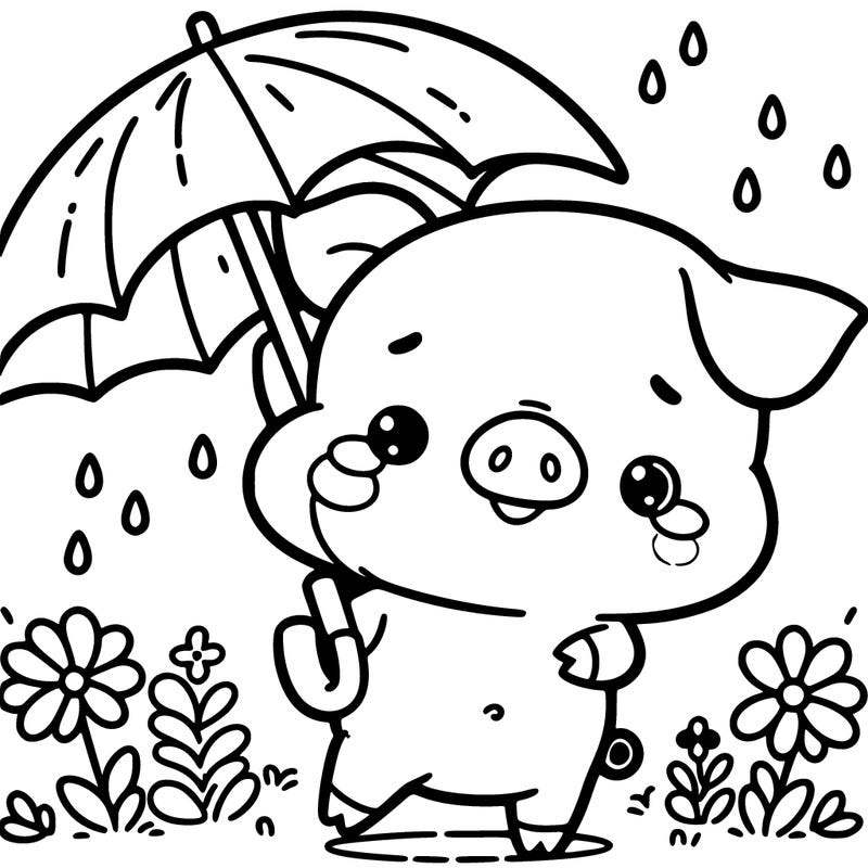cute pig with a small umbrella