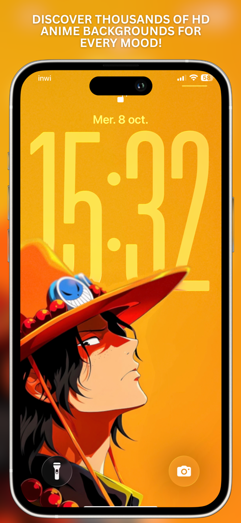 Anime Wallpaper live 4k - Anime wallpaper featuring Portgas D. Ace from One Piece on an iPhone lock screen
