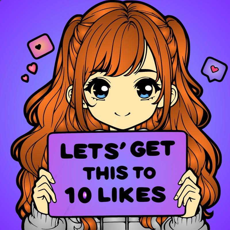 girl holding up sign that says let’s get this to 10 likes realistic