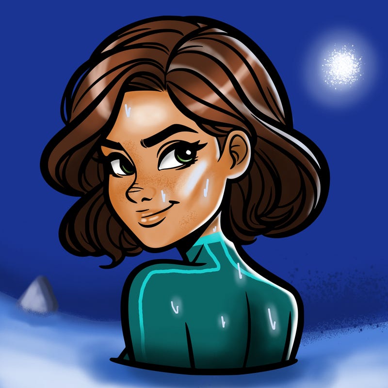 portrait of a woman looking over her shoulder smirking