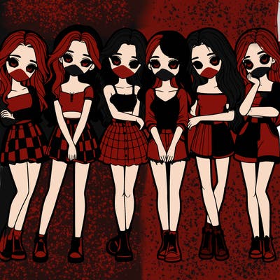 a group of girls realistic