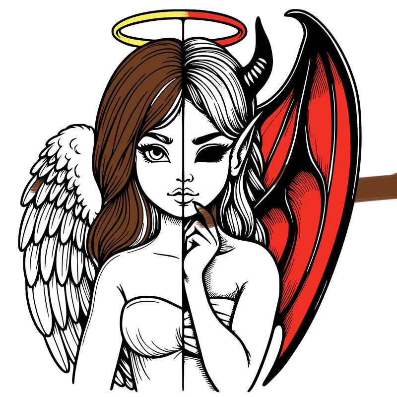 realistic angel half demon