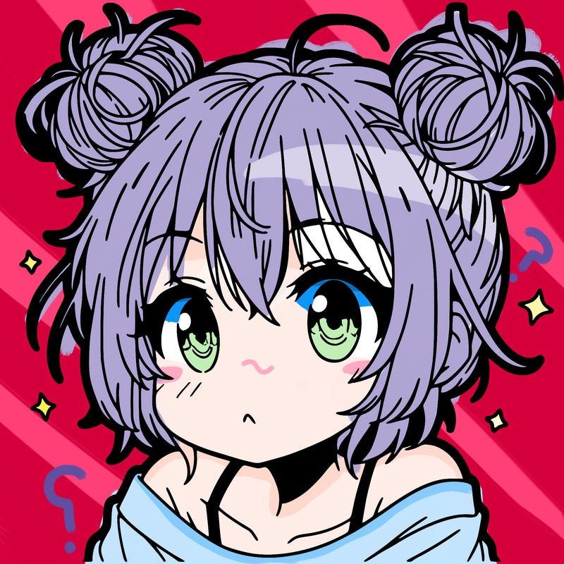 a manga girl with messy small buns