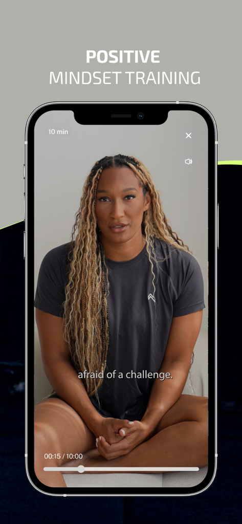 SPARC by Danyele Wilson - Sesión de entrenamiento de mentalidad positiva en la pantalla de la aplicación SPARC.