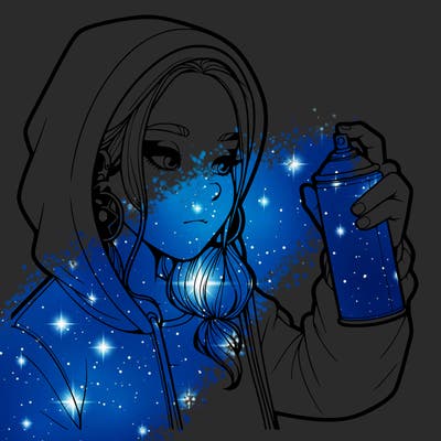 a realistic girl, spray painting