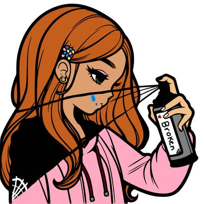 a realistic girl spray painting