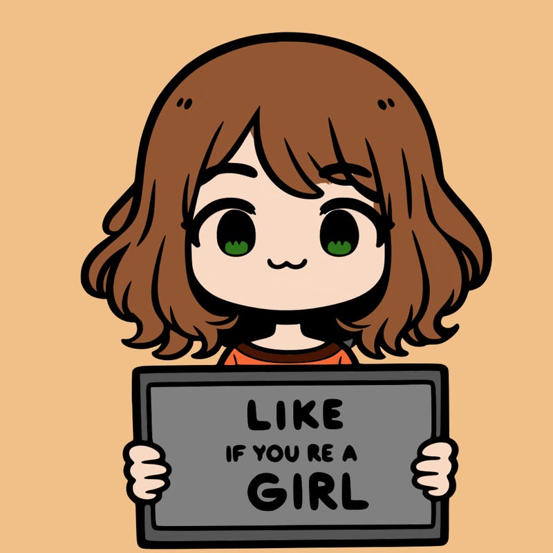 a cute girl holding a sign that says like if you’re a girl