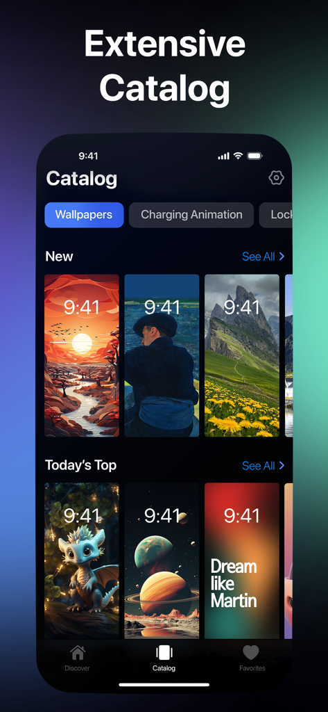 다양한 카테고리와 미적 디자인을 갖춘 MyScreen 앱의 방대한 배경화면 카탈로그