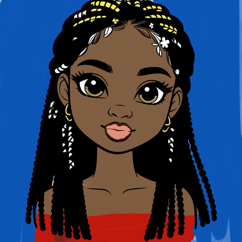 a realistic black girl with braids