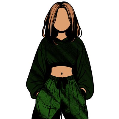 realistic girl faceless with baggy pants and a crop top