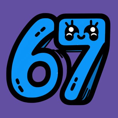 the numbers 67