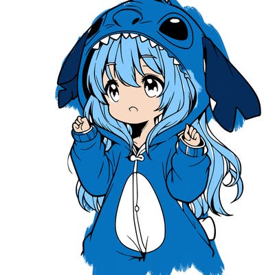 anime girl in a stitch onsie