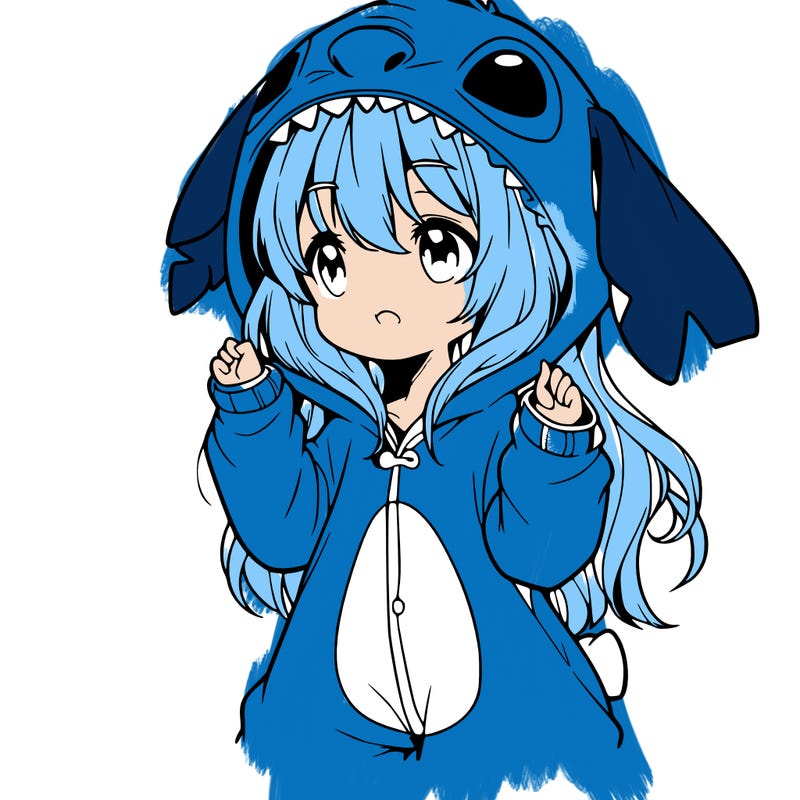anime girl in a stitch onsie