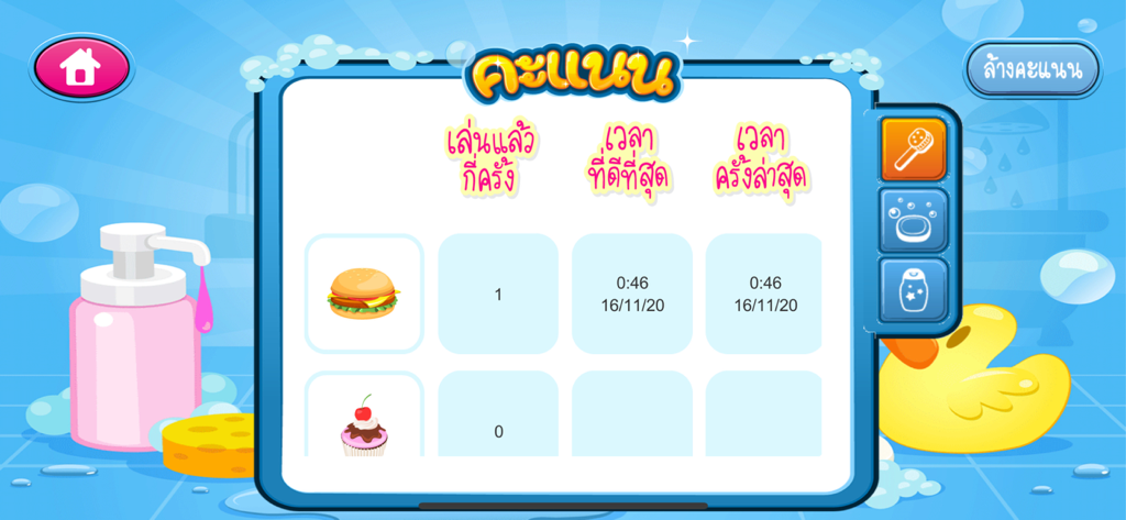 Daily Tasks - Una pantalla de seguimiento de puntuación en la aplicación Tareas Diarias que muestra el progreso de las tareas y los tiempos de finalización para los niños