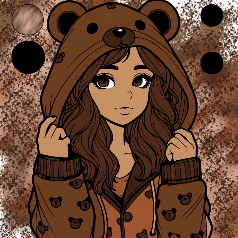 realistic girl in a animal pjs hoodie