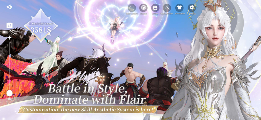 Revelation M - Personajes de fantasía en Revelation M mostrando el Sistema de Estética de Habilidades y personalización de alta fidelidad