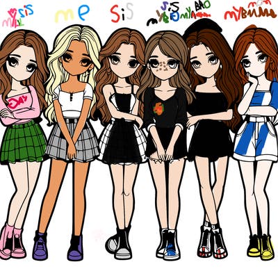 a group of girls realistic