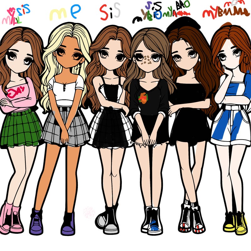 a group of girls realistic