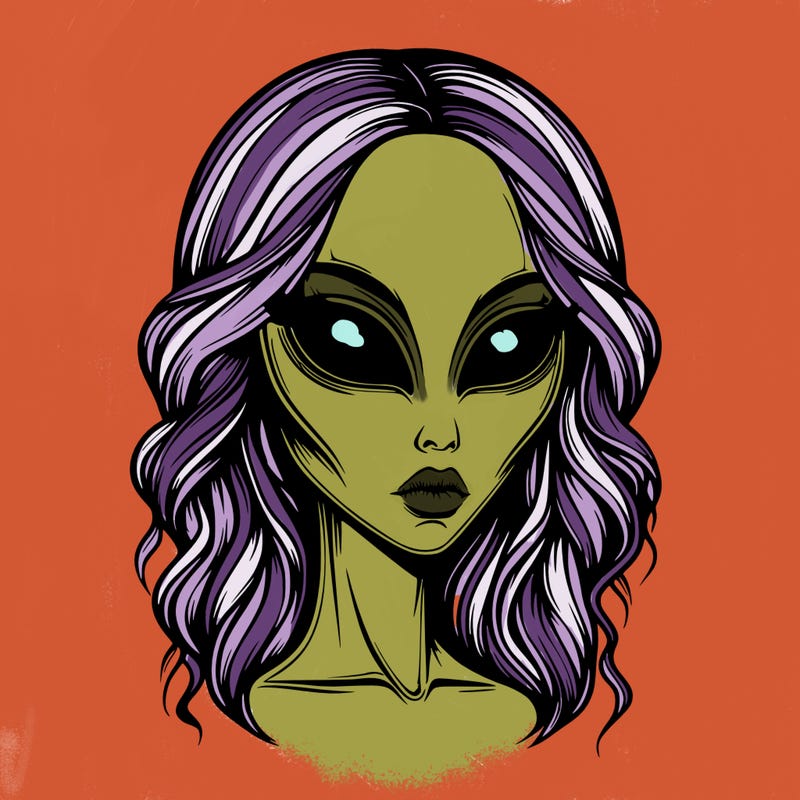 realistic beautiful mysterious alien woman
