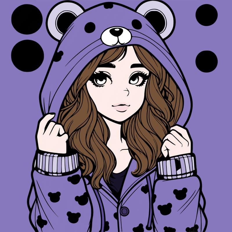 realistic girl in a animal pjs hoodie