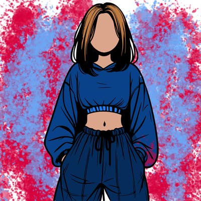 realistic girl faceless with baggy pants and a crop top