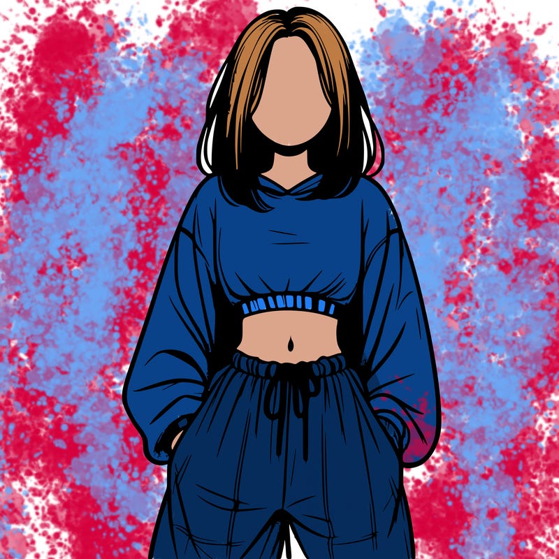realistic girl faceless with baggy pants and a crop top