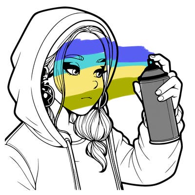 a realistic girl, spray painting