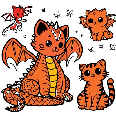 kitties and a dragon
