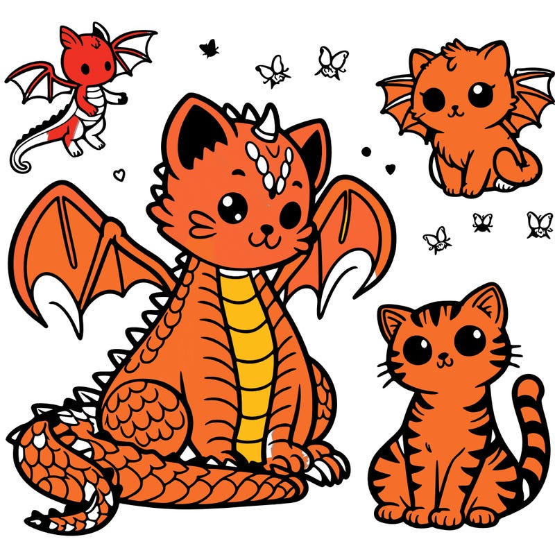 kitties and a dragon