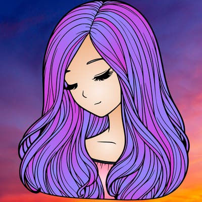 girl with long hair realistic