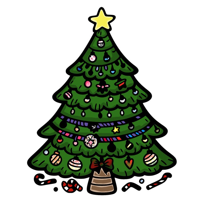 christmas tree with lots of details