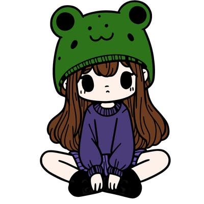 a girl wearing a frog hat and some frog socks