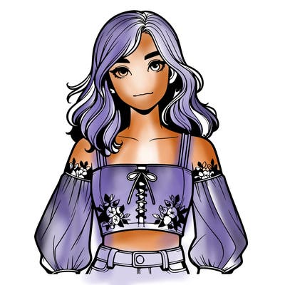 realistic girl with crop top