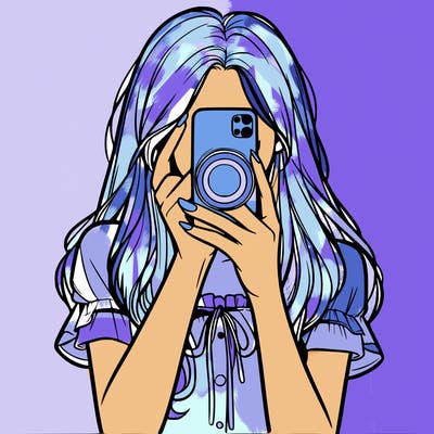 a realistic girl holding her phone taking pictures