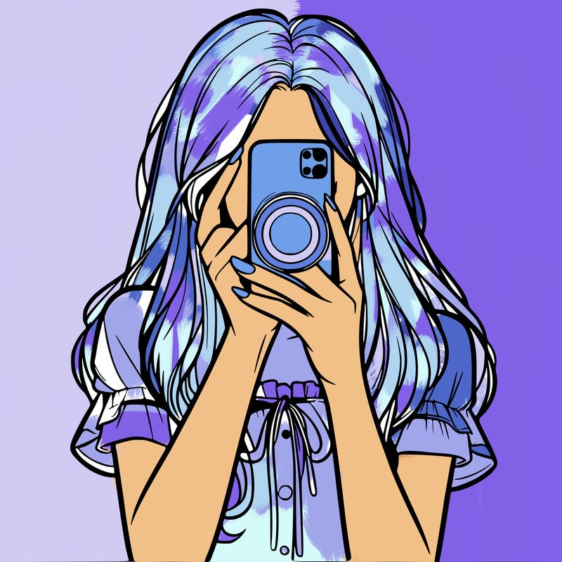 a realistic girl holding her phone taking pictures