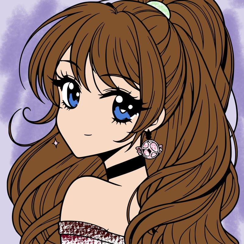 anime girl with glamorous ponytail