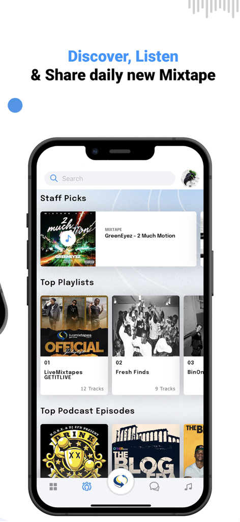 LiveMixtapes - Mixtape Culture - LiveMixtapes mobile app interface showing hip hop mixtape discovery and top playlists