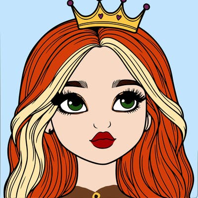 a realistic girl with a crown on