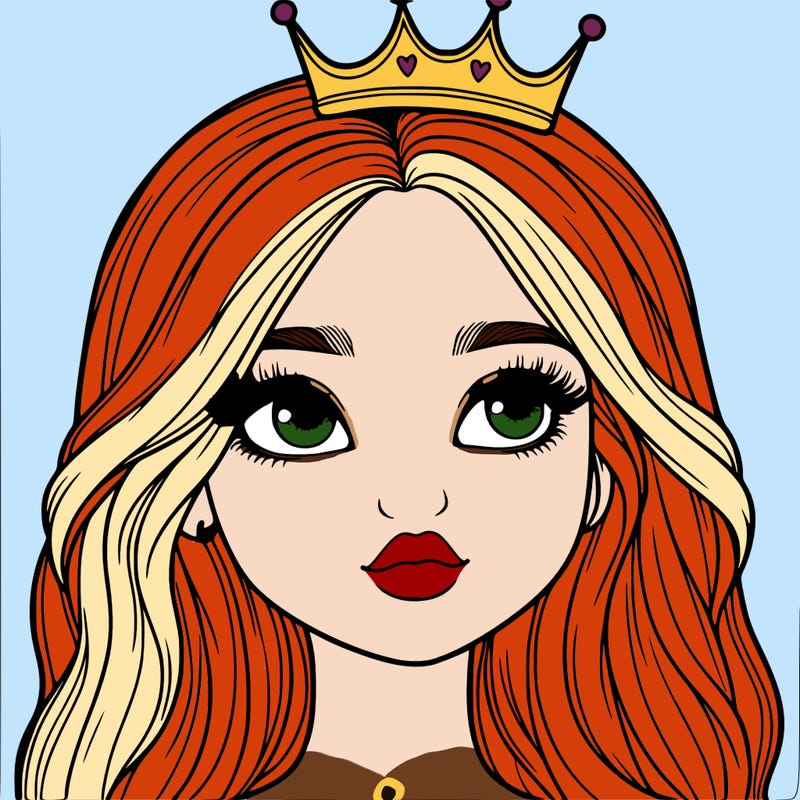a realistic girl with a crown on