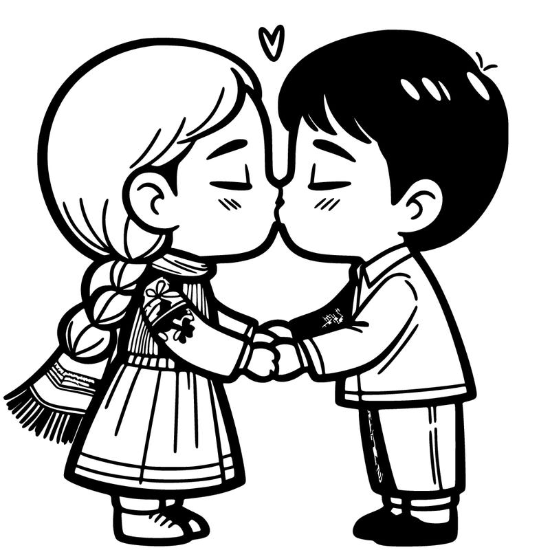 girl and boy are kissing