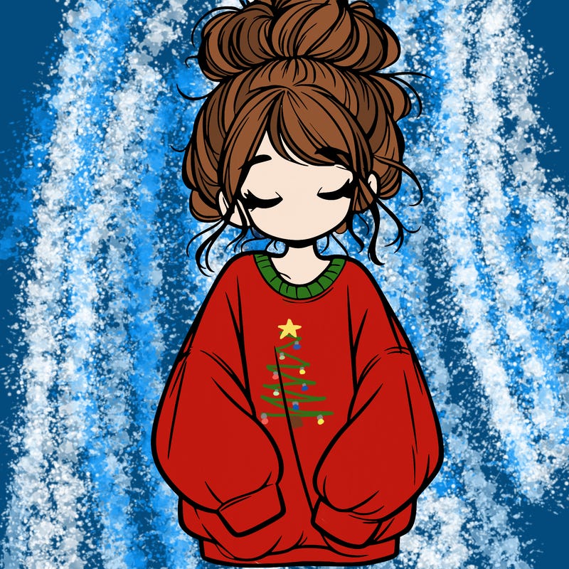 girl with baggy sweatshirt and messy bun