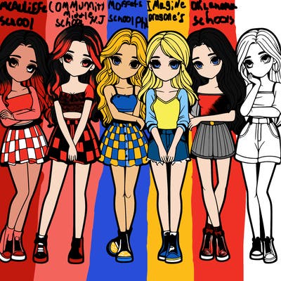 a group of girls realistic