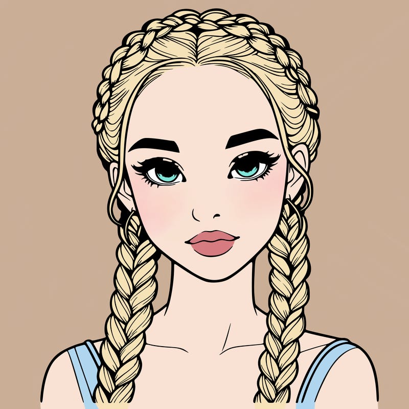 realistic girl with braids